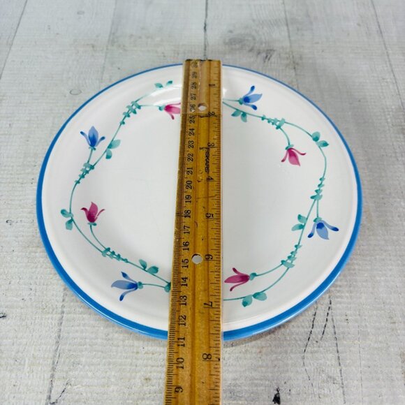 Savoir Vivre PORTOFINO BLUE JF 036 Pink Blue Flowers Ceramic Salad Plates Set 4 - Picture 11 of 16